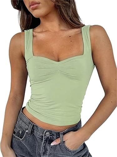 ForeFair Women Sleeveless Sexy Backless Going Out Crop Top Y2K Strappy Ruched Tank Top Summer Tight Slim Fit Cute Tops - Image 1
