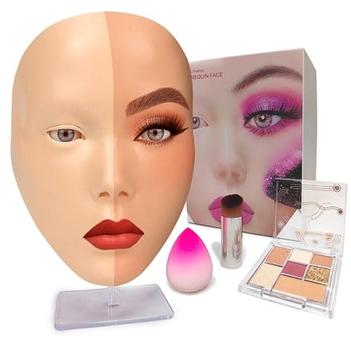 Laokiiy Makeup Practice Face, Makeup Mannequin Face with Makeup Practice Face Board, 5D Silicone Full Face Practice Eyelash Eye Shadow, for Emerging Makeup Artist, Beginners, Girl's Gift (White) - Image 1
