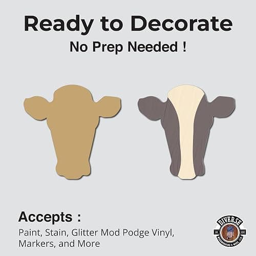 Heifer Cutout Unfinished Wood Cow Country Farm Door Hanger MDF Shape Canvas Style 2 (12") thumbnail 2