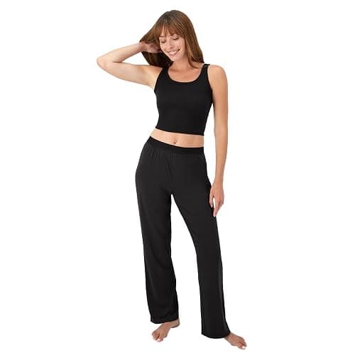 Hanes Women's Originals SuperSoft Comfywear 2 Piece Crop Tank & Lounge Pants Loungewear Set thumbnail 2