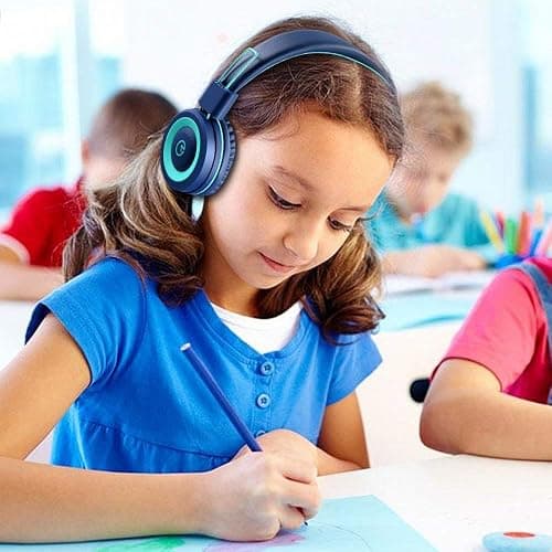 noot products K11 Kids Headphones with Wired Cord 3.5mm Jack Navy/Teal | 5ft Long Cord, Tangle Free, Foldable, Plug in On-Ear Headset for School, Classroom, Boys, Girls, Toddler Laptop Travel Tablet thumbnail 7