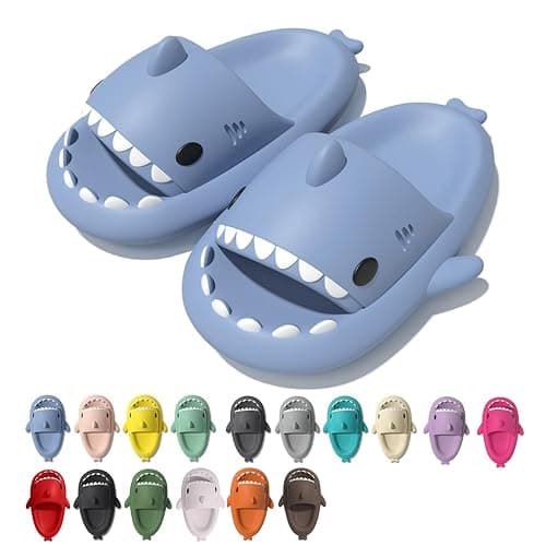 rosyclo Shark Cloud Slippers, Shark Cute Slides for Women Man,Summer Slipper Sandals for Boys Girls Spa Platform Shoes Non-Slip Beach Open Toe Beach Sandals Shower Couple Shoes - Image 1