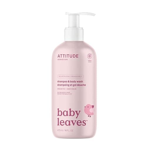 ATTITUDE Baby 2-in-1 Shampoo & Body Wash, EWG Verified, Fragrance Free & Dermatologically Tested, Vegan, Unscented, 16 Fl Oz - Image 1