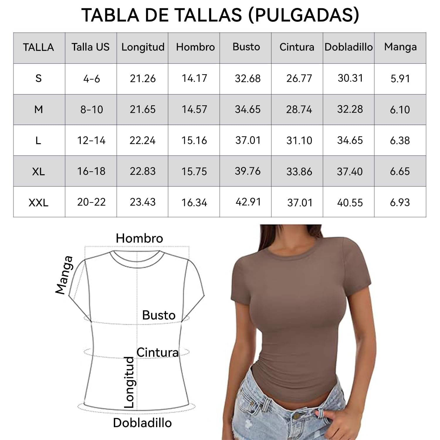 Camiseta Manga Corta Mujer,Camiseta Básica Verano Top 2025 Pullover Manga Corta Y2k tee Cute Gym Fashion Sportswear - G - Café thumbnail 6