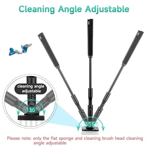 hygger Small Aquarium Cleaning Tools, 4 in 1 Fish Tank Cleaner Kit with Handle,Fish Net,Algae Scraper,Clean Brush,Flat Sponge thumbnail 3