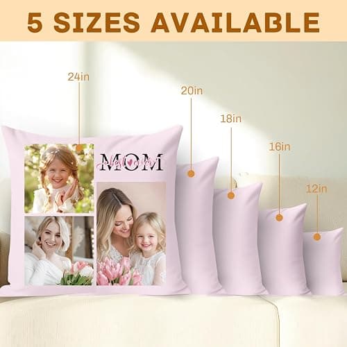 Ueedklaayy Custom Pillow with Picture & Text - Include Insert, Personalized Photo Pillow Double-Sided Printing | 5 Sizes & 10 Colors Optional, Custom Pet Memorial Gifts | Keepsake Gifts for Loved One thumbnail 2
