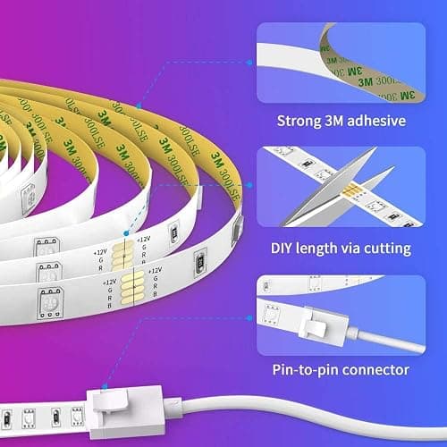 Govee Smart RGB LED Strip Lights, 16.4ft WiFi LED Strip Lighting Work with Alexa and Google Assistant, 16 Million Colors with App Control and Music Sync LED Lights for Bedroom, Home Decor thumbnail 7