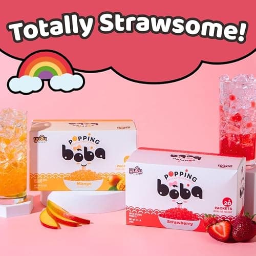 YULU FOODS Strawberry Popping Boba Pearls – Bursting Fruit Bubble Balls – 20 Pack Single-Serve Snacks – Ready to Eat, Less Mess Than Tub Boba, Kids Love It thumbnail 7