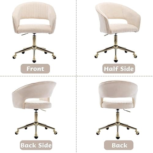 Ya-Home Chenille Home Office Chair Modern Swivel Vanity Chair with Height Adjustable for Adults Teens Bedroom, Beige thumbnail 9