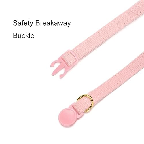 YUDOTE Breakaway Cat Collar with Bow Tie and Bell Adjustable Soft Corduroy Pink Kitten Collars for Girl Cats thumbnail 3