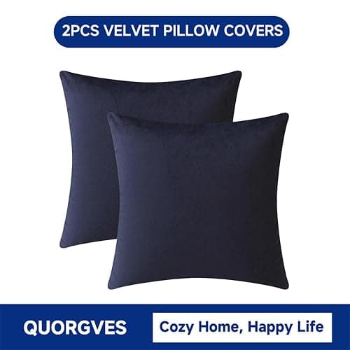 QUORGVES Navy Blue Pillow Covers 18x18 inch Set of 2 Velvet Decorative Throw Pillows for Independence Day 4th of July Living Room Sofa Couch Bed Bedroom (Dark Navy Blue) thumbnail 6