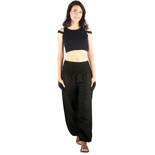 Boho Pants 2-Pocket Flowy High Waist Harem Pants Women for Yoga Travel Hippie Clothes thumbnail 2