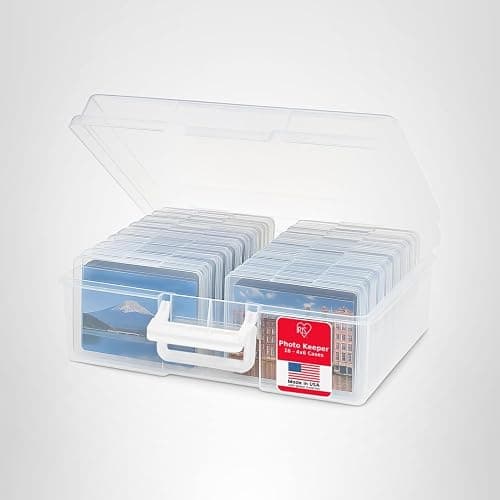 IRIS USA 4" x 6" Photo Storage Box Craft Keeper, Transparent Handle Container with 16 Organization Holder Cases for Pictures, Tasks, Scrapbooking, Stationery Storage, Clear thumbnail 8