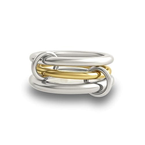 Bopiu Gold Stackable Rings for Women Non Tarnish, 18k Gold Plated Cubic Zirconia Rings, Silver Gold Multi Ring Mixed Metals Stack Rings Set - Image 1