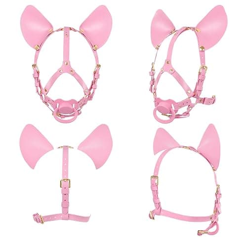 Littleforbig Leather Adjustable Strap Little Furry Pacifier Head Harness thumbnail 2