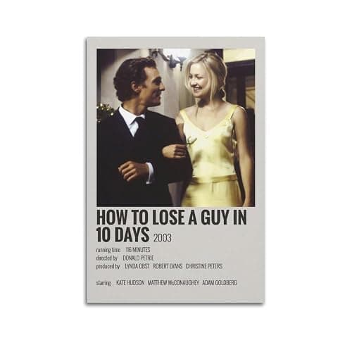 SAHEAWEBWBAE Poster "How to Lose A Guy in 10 Days", ästhetische Wandkunst, Leinwand, Vintage-Poster, dekoratives Gemälde, Wohnzimmer, Schlafzimmer, Dekoration, 20 x 30 cm, ungerahmter Stil - Image 1