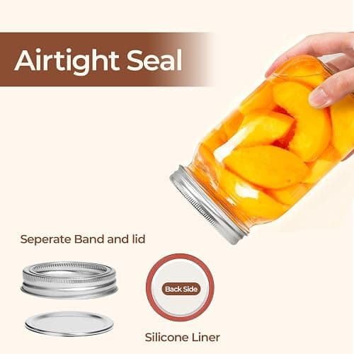 ComSaf Wide Mouth Mason Jars 32 oz with Lids 2 Pcs, Quart Mason Jars with Seal Band, Large Glass Jars, Large Canning Containers for Pickles, Jams, Sauces, Salsa, Sourdough, Salad, Suntea, Food Storage thumbnail 4