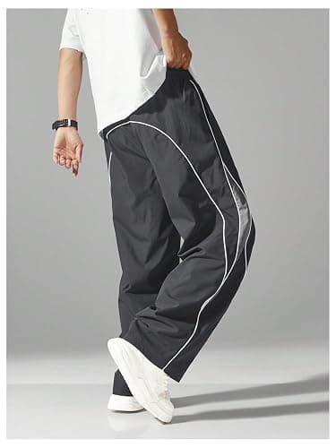 QJQ Men's Baggy Sweatpants Y2K Parachute Drawstring Wide Leg Pants Vintage Cargo Track Pants Casual Streetwear thumbnail 3