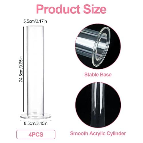 Pack of 4 Acrylic Scrunchie Holder, Clear Hair Tie Organiser Stand, Bracelet Stand, Cute Room Decoration for Jewellery, Bracelet, Headband Accessories, Display Tower, Teenager Girls Gifts thumbnail 2