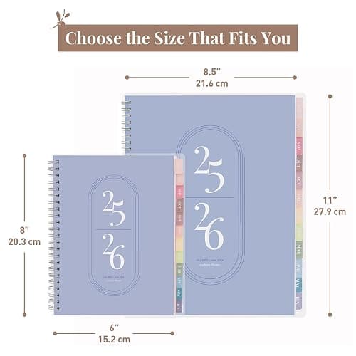 Rileys Academic Planner 2025-2026, Daily, Weekly & Monthly Planner, July 2025 - June 2026, Student Notes Pages, Twin-Wire Binding, Weekly Agenda for School & Work (20 x 15 cm, Blue) thumbnail 6