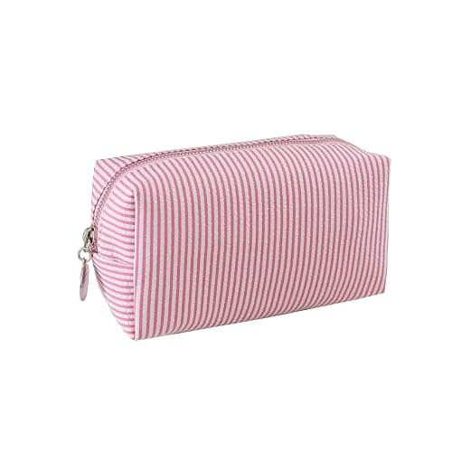 Pencil case, Striped Pencil Pouch,Stylish Simple Pen Bag with Practical Zip, Cosmetic Bag, Pencil Bag Stationery Pouch for Teenage Boys Girls School College (Pink) thumbnail 2