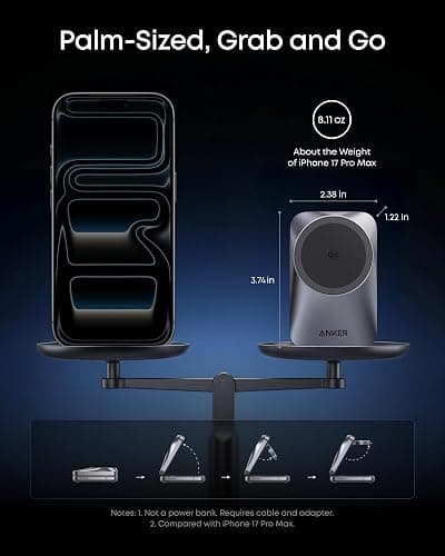 Anker Prime 25W Qi2.2-Certified Palm-Sized 3-in-1 Foldable MagSafe Charger | Travel-Ready Charging Station, AirCool Wireless Charger for iPhone 17, Apple Watch, AirPods (Adapter Included, Non-Battery) thumbnail 9