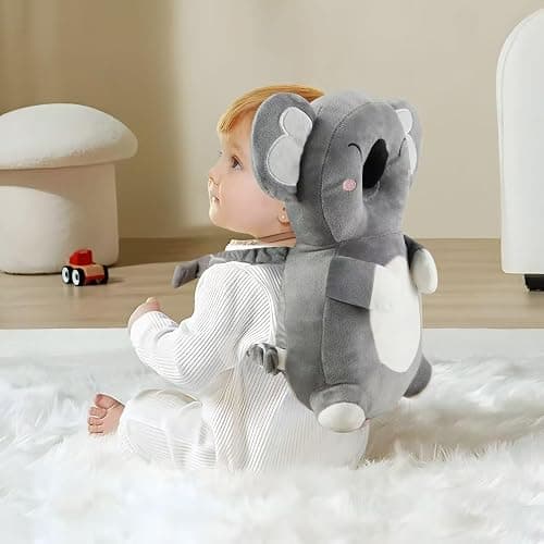 PandaEar Baby Head Protection Backpack, Toddler Walking Head Protector, Adjustable Head Protector Pad Safety Cushion (Koala Grey) thumbnail 2