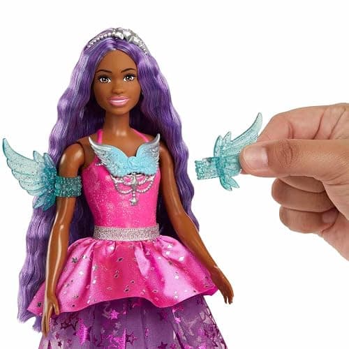Barbie A Touch of Magic Fashion Doll, Brooklyn with Wing-Detailed Dress, 7-inch Long Colorful Hair, 2 Fantasy Pets & Accessories thumbnail 4