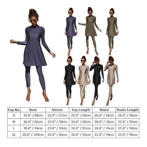 IBAKOM Muslim Swimsuit for Women Rash Guard Set 3 Pieces Long Sleeve Modest Swimwear with Swim Cap Surfing Bathing Suit thumbnail 6