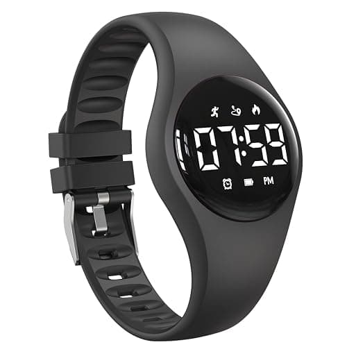 Montre de suivi d'activité physique pour enfants avec écran LED, résistante à l'eau, montre bracelet numérique, podomètre, réveil et calendrier pour garçons, filles, adolescents (noir) - Image 1