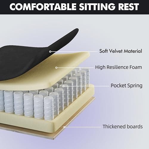 Soontrans Black Velvet Fabric Gaming Chairs with Footrest, Ergonomic Comfortable Video Gamer Chair, Reclining Office Computer Desk Game Chairs with Massage Lumbar Cushion,Headrest for Adult thumbnail 6