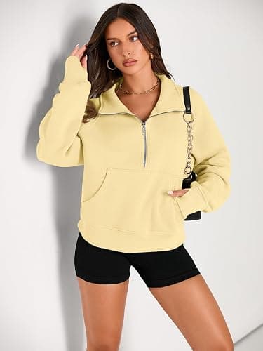 AUTOMET Womens Sweatshirts Half Zip Cropped Pullover Fleece Quarter Zipper Hoodies 2026 Fall Fashion Outfits Clothes thumbnail 2