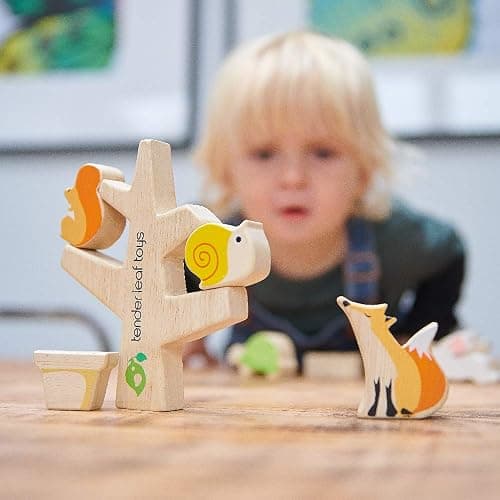 Tender Leaf Toys - Stacking Garden Friends - 14 Pcs Wooden Stacking & Balancing Toy & Educational Game with Free Travel Bag - Early Learning Develops Strategic Thinking & Fine Motor Skills - Age 18m+ thumbnail 6