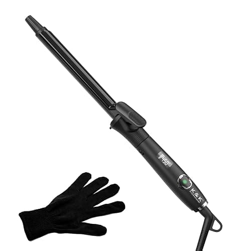 3/4 Inch Curling Iron with Clipped Tourmaline Ceramic Barrel Professional 0.75Inch Hair Curler up to 450°F Dual Voltage for Traveling 60 Mins Auto Off Suit for Different (Black, 0.75 Inch) - Image 1