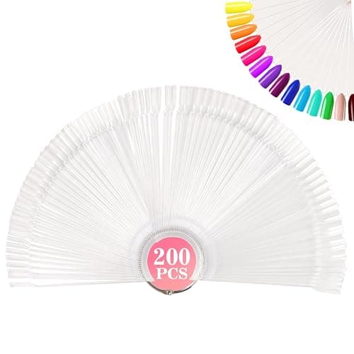 RAQEHO 200PCS Nail Swatch Sticks - Clear Nail Color Swatches with Ring Acrylic Fan Shape Nail Polish Sample Swatches Nail Practice Stick Gel Polish Display Stick for Technician Beginner Home Salon Use - Image 1