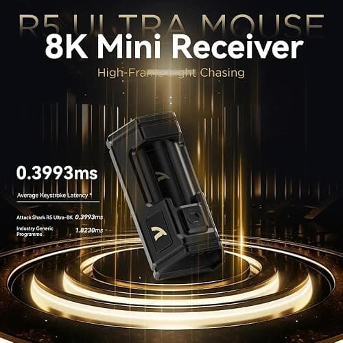 ATTACK SHARK R5Ultra 8K Carbon Fiber Wireless Gaming Mouse with 42000 DPI -PAW3950 MAX Sensor -39g Ultra-Lightweight-Nordic 52840 MCU Chip-Wired/BT/2.4GHz Wirelss Programmable Mouse for PC/Mac (Black) thumbnail 6