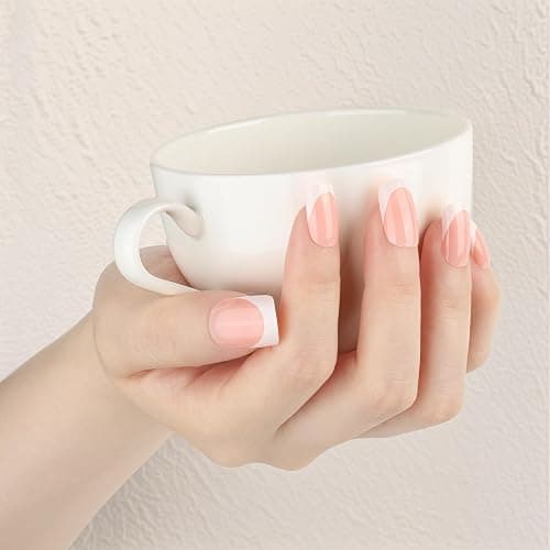 Teenitor Almond French Tip Black Press On Nails - Short, Medium Coffin Shapes - Glue On Nails Kit thumbnail 8