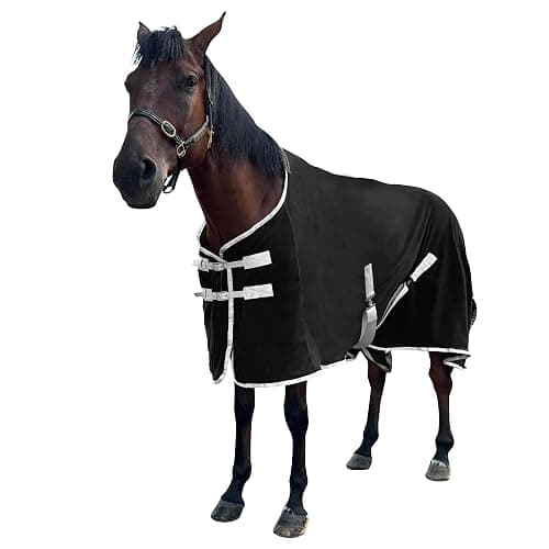 Horse Cooler & Fleece Blankets for Horses, Polar Fleece Cooling Blankets, Sheets, Horse Exercise Sheet, Rugs Standard Neck (Black, US 81 in(EU 155 cm)) - Image 1