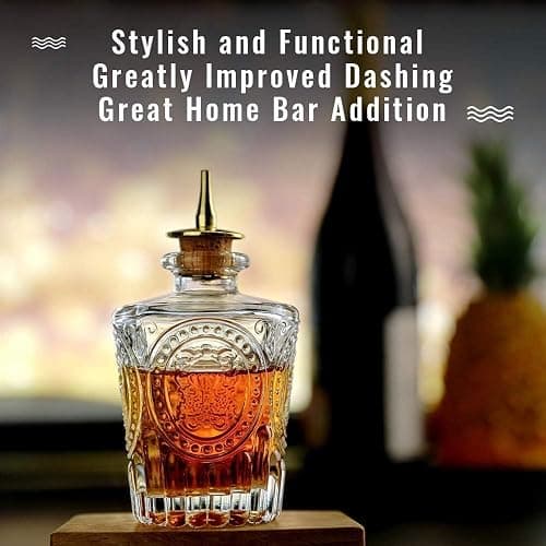 LINALL Bitters Bottle Set - Glass Vintage Bottle, Decorative Bottles with Dash Top, Dasher Bottles for Making Cocktail Great For Bartender Home Bar (3 pack) thumbnail 6