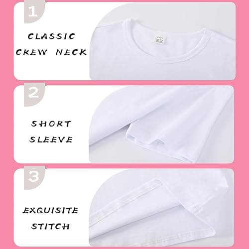 6 Pack Cotton Kids T Shirts Basic Short Sleeve Boys Girls Shirts(2-14Y) thumbnail 5