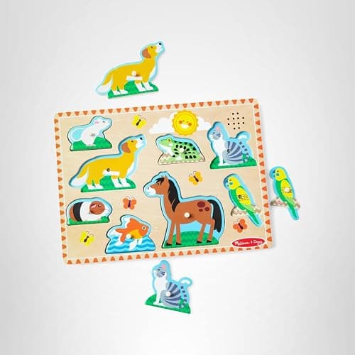 Melissa & Doug Zoo Pet Animals Sound Puzzle – 8-Piece Wooden Peg Puzzle with Light-Activated Sounds, Music Learning Toy for Toddlers and Preschoolers Ages 2+ thumbnail 10