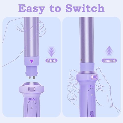 Birthday Gifts for Women, Ufree 5 in 1 Curling Iron with Interchangeable Ceramic Barrels (0.35"-1.25"), Curling Wand Set with Flat Iron Hair Straightener, Instant Heat Up, Dual Voltage Hair Curler thumbnail 6