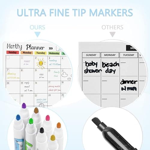 Hivillexun Magnetic Dry Erase Calendar Whiteboard Set (3-Pack) for Fridge, Wall, and Refrigerator Organization – Monthly, Weekly, and Daily Planners with 8 Markers and Eraser thumbnail 4