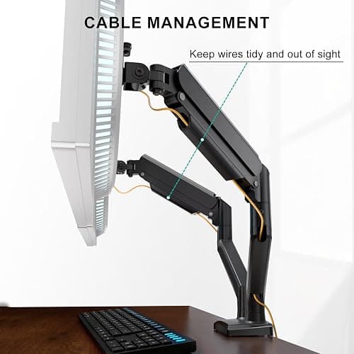 WALI Dual Monitor Stand for 13-32 inch Computer Screens, Dual Monitor Arms for 2 Monitors Holds up to 22 lbs, Height Adjustable Dual Monitors Mount, VESA 75x75/100x100mm (GSMP002N), Black thumbnail 6
