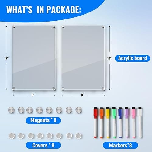 2 Pack 12''*8'' Acrylic Magnetic Whiteboard for Fridge thumbnail 5