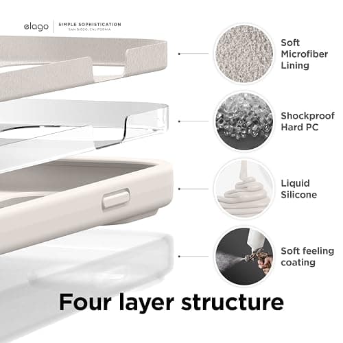 elago Compatible with iPhone 14 Case, Liquid Silicone Case, Full Body Protective Cover, Shockproof, Slim Design, Anti-Scratch Soft Microfiber Lining, 6.1 inch (Stone) thumbnail 5