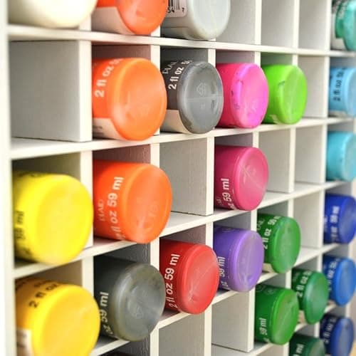 80 Grids Paint Organizer, Wall Mountable Craft Paint Storage Rack, Paint Bottle Holder Stand for 2 oz Bottles, Paint Holders for Craft Room Organization thumbnail 6