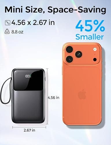 15000mAh Portable Charger Power Bank, Smaller Built-in 4 Cables White | 22.5W 50% More Capacity, 45% Smaller, Slim Travel Essential Battery Pack, 30-Min Fast Charge to 50% for iPhone/Samsung thumbnail 3