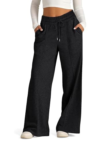 PEHMEA Women's Wide Leg Sweatpants High Waisted, Cozy Lounge Pants with Pockets Drawstring Loose Fit Casual Joggers - Image 1