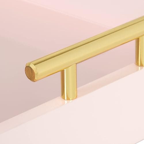 Kate and Laurel Lipton Decorative Tray with Polished Gold Metal Handles, Soft Pink thumbnail 5